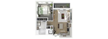 One bedroom A4 floor plan at The Brynn in Kirkland WA