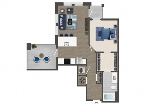 One bedroom Floorplan Image at Caroline Apartments in Charleston SC