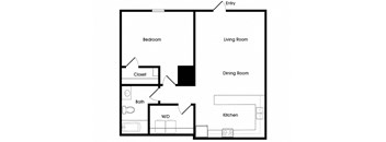 One bedroom floor plan image at Chroma Park Apartments in Austell GA