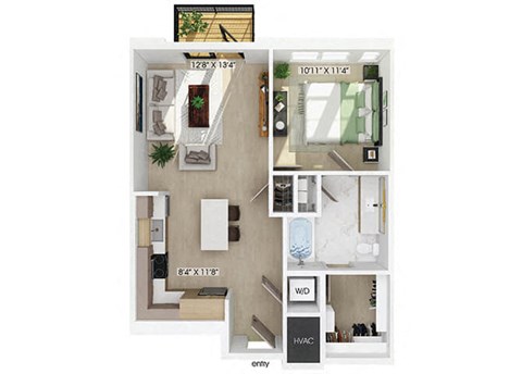One bedroom floor plan at 333 Ellington in Gaithersburg MD