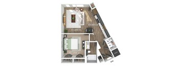 One bedroom floor plan at The Edley in Atlanta GA
