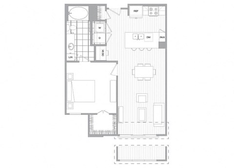 One bedroom floor plan image at Cirro King of Prussia Apartments in King of Prussia PA