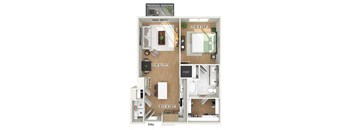 One bedroom floor plan at Heights at 1520 Apartments in Houston TX