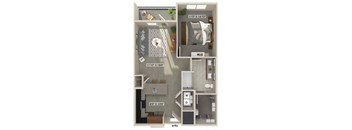 One bedroom floor plan at Luca Apartments in Austin TX