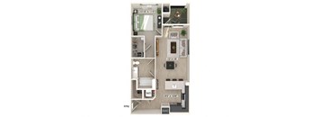 One bedroom floor plan at Olivean Apartments in Broomfield CO