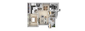 One bedroom floor plan image at The Resort at Encinitas Apartments in Encinitas CA