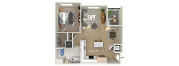 One bedroom floor plan at The Braydon Apartments in Napa CA