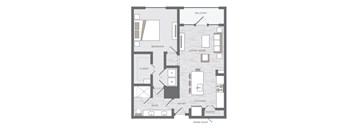 one bedroom floor plan at the Huntington Apartments in Plano TX