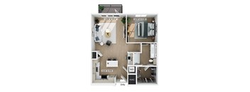 One bedroom floor plan at Hawkley Apartments in Milford MA