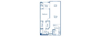One bedroom floor plan at Campana Crown Valley Apartments in Mission Viejo CA