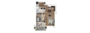 One bedroom floor plan at The Braydon Apartments in Napa CA