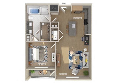 A5 One bedroom floor plan image at 1810 Main in Houston TXImage