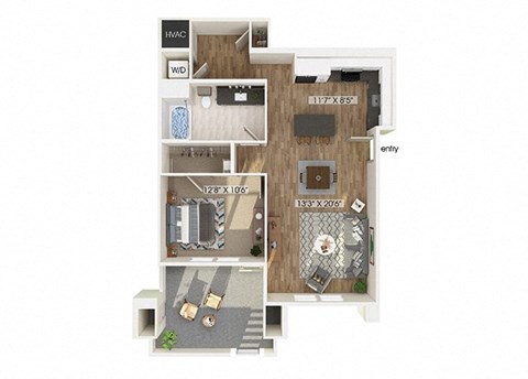 a floor plan of a house with a wooden floor