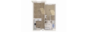 One bedroom floor plan image at Altitude Apartments