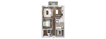 One bedroom floor plan image at The Waylon in McKinney TX