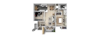 One bedroom floor plan image at The Resort at Encinitas Apartments in Encinitas CA