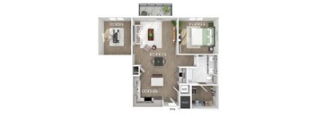 One bedroom floor plan at The Penstone Apartments and Townhomes in South Walpole MA