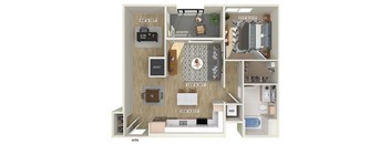 One bedroom floor plan at The Braydon Apartments in Napa CA