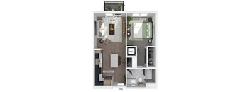 One bedroom A5 floor plan at The Brynn in Kirkland WA