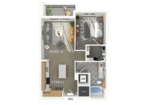 one bedroom one bathroom floor plan at coasterra apartments