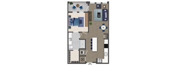 One bedroom Floorplan Image at Caroline Apartments in Charleston SC