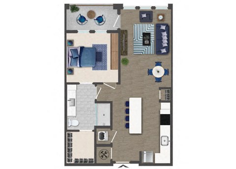 One bedroom Floorplan Image at Caroline Apartments in Charleston SC