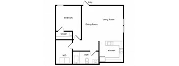 One bedroom floor plan image at Chroma Park Apartments in Austell GA