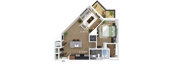 One bedroom floor plan at 333 Ellington in Gaithersburg MD