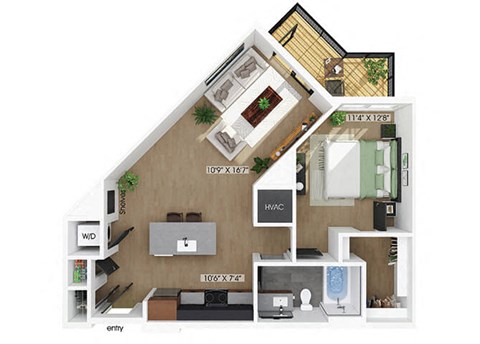 One bedroom floor plan at 333 Ellington in Gaithersburg MD