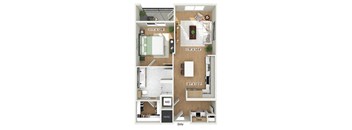 One bedroom floor plan at Heights at 1520 Apartments in Houston TX
