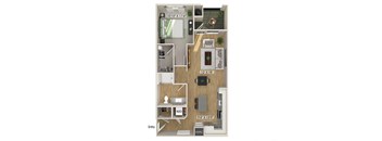 One bedroom floor plan at Olivean Apartments in Broomfield CO