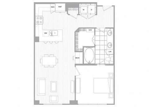 One bedroom floor plan image at Cirro King of Prussia Apartments in King of Prussia PA