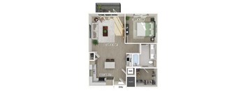 One bedroom floor plan at Station 316 in Woburn MA