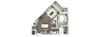 One bedroom floor plan image at Wayfern Apartments in Sandy Springs GA
