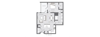 one bedroom floor plan at the Huntington Apartments in Plano TX