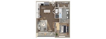 A6 One bedroom floor plan image at 1810 Main in Houston TXImage