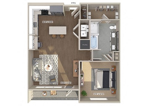 A6 One bedroom floor plan image at 1810 Main in Houston TXImage