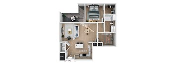 One bedroom floor plan at Hawkley Apartments in Milford MA