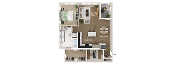 One bedroom floor plan image at West Village Poway Apartments in Poway CA