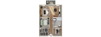 A6D floor plan at The Sevens in Dallas TX