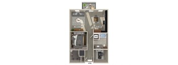 One bedroom floor plan at Luca Apartments in Austin TX