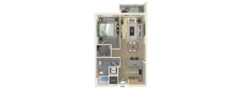 One bedroom floor plan at Treo Apartments in Fort Lauderdale FL