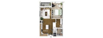 One bedroom floor plan at The Edley in Atlanta GA