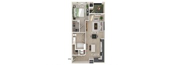 One bedroom floor plan at Olivean Apartments in Broomfield CO