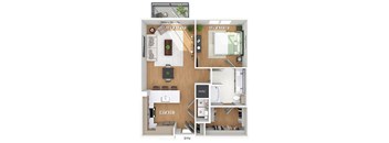 One bedroom floor plan image at The Waylon in McKinney TX