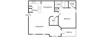 One bedroom floor plan image at Chroma Park Apartments in Austell GA