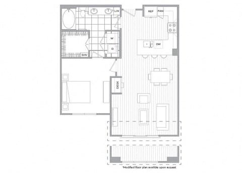 One bedroom floor plan image at Cirro King of Prussia Apartments in King of Prussia PA