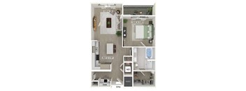 One bedroom floor plan at Station 316 in Woburn MA