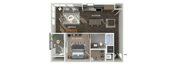 One bedroom floor plan at The Braydon Apartments in Napa CA