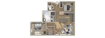 One bedroom floor plan image at 1810 Main in Houston TX